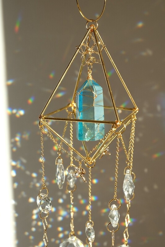 Electroplated clear quartz suncatcher LINETTE