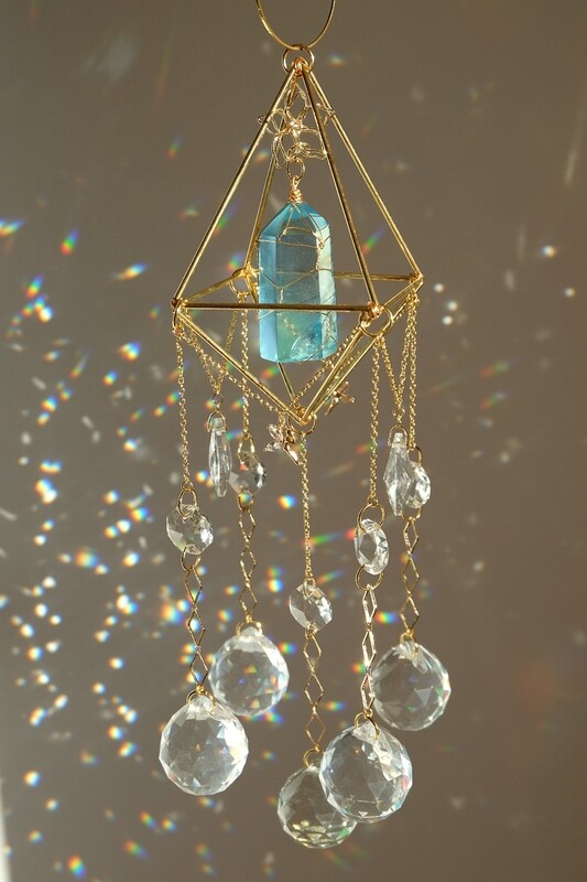Electroplated clear quartz suncatcher LINETTE