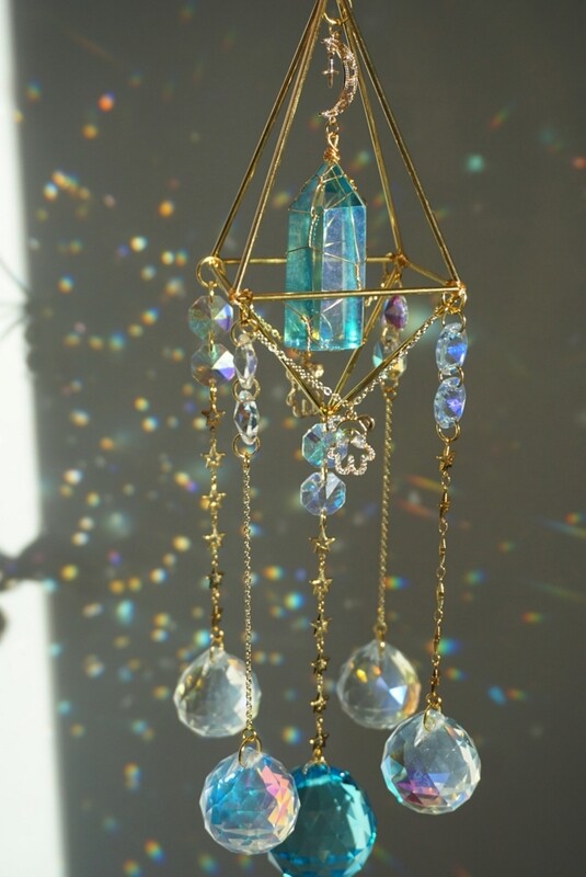 Electroplated clear quartz nursery suncatcher TEDDY