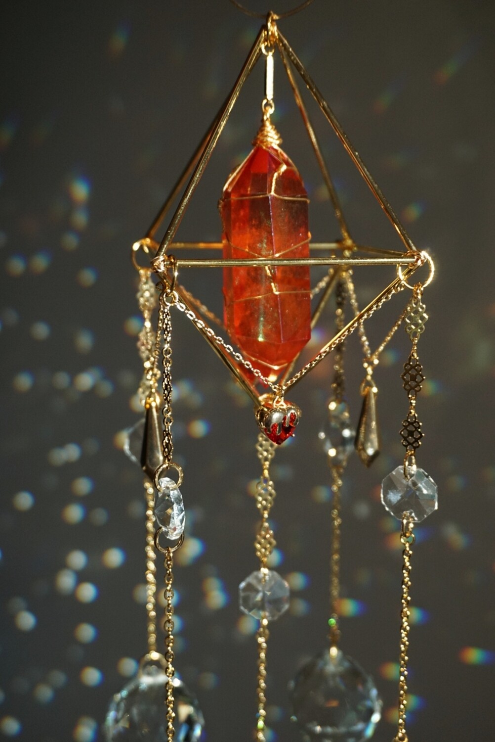 Ruby aura quartz crystal suncatcher MIYAKI
