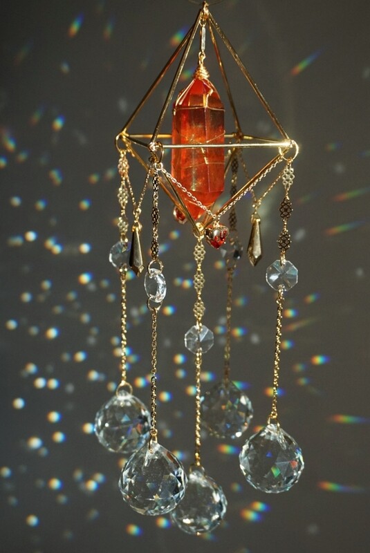 Ruby aura quartz crystal suncatcher MIYAKI