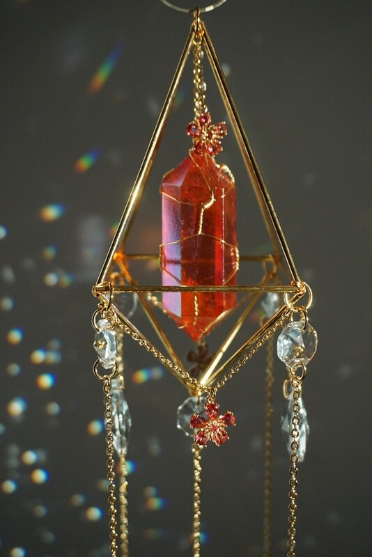 Ruby aura quartz crystal suncatcher LEILA