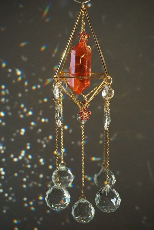 Ruby aura quartz crystal suncatcher LEILA