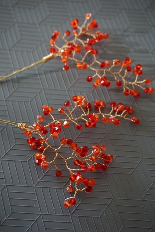 Crystal hair pin set RED