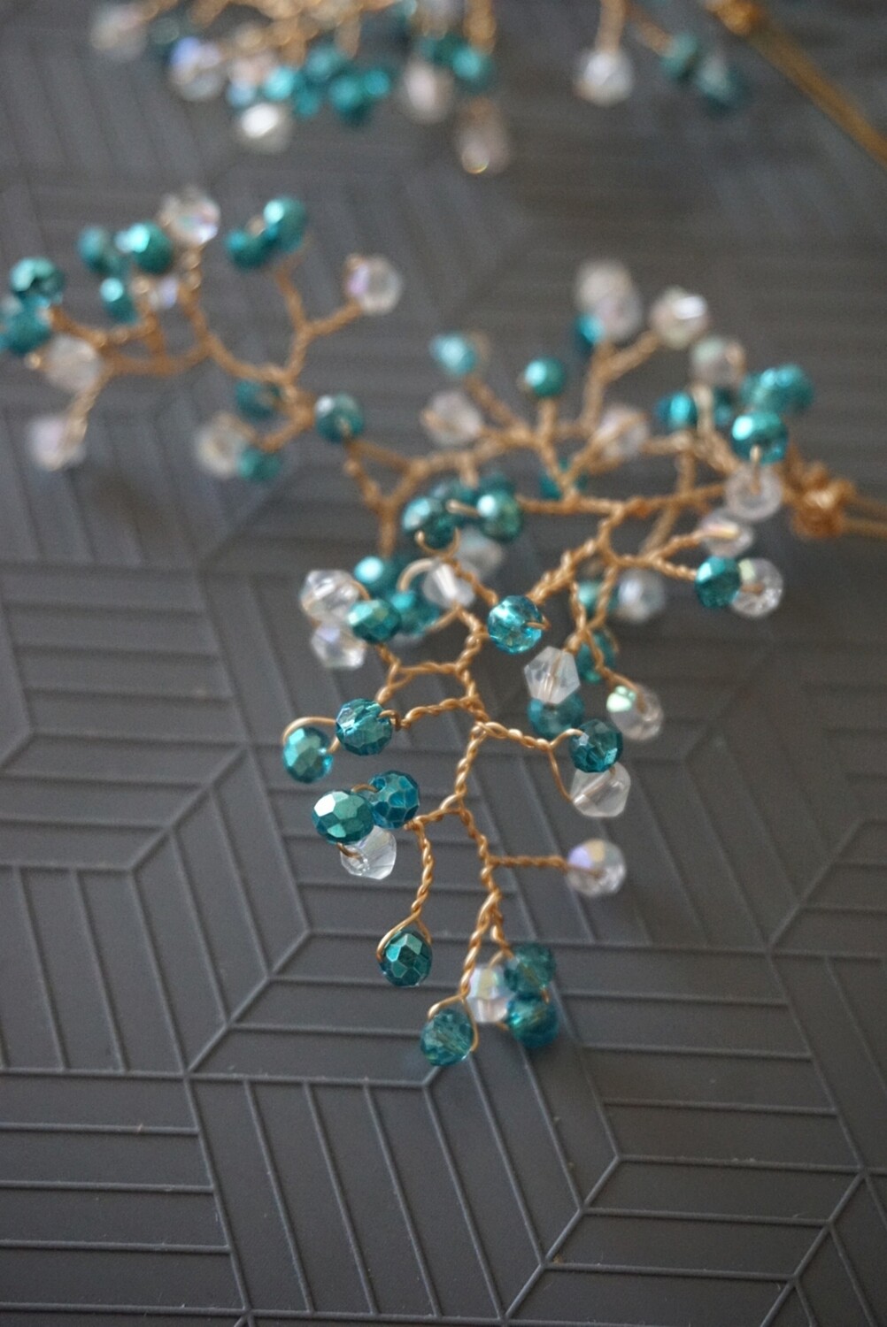Crystal hair pin set BLUE