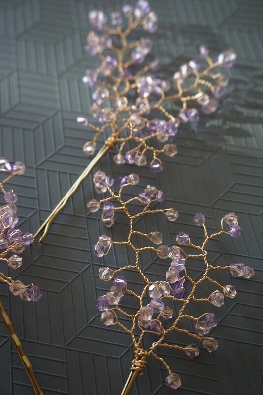 Crystal hair pin set LILAC