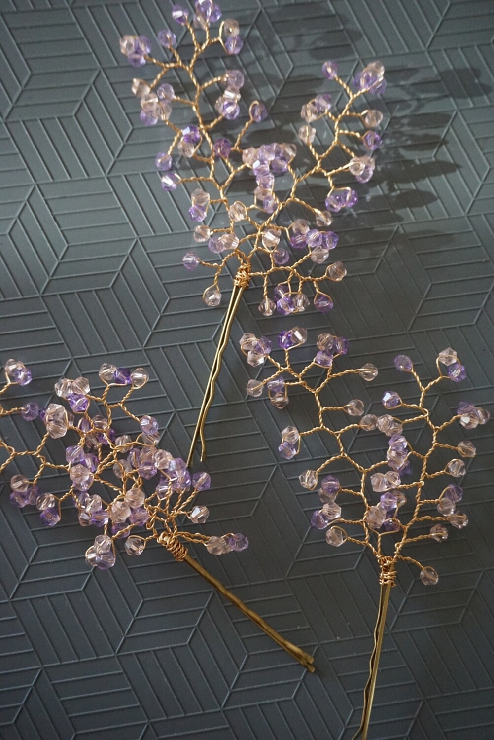 Crystal hair pin set LILAC
