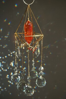 Ruby aura quartz crystal suncatcher PHOENIX