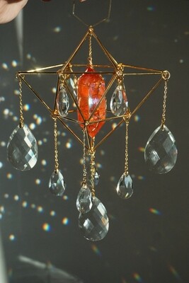 Ruby aura quartz crystal suncatcher COSMIC LEIA