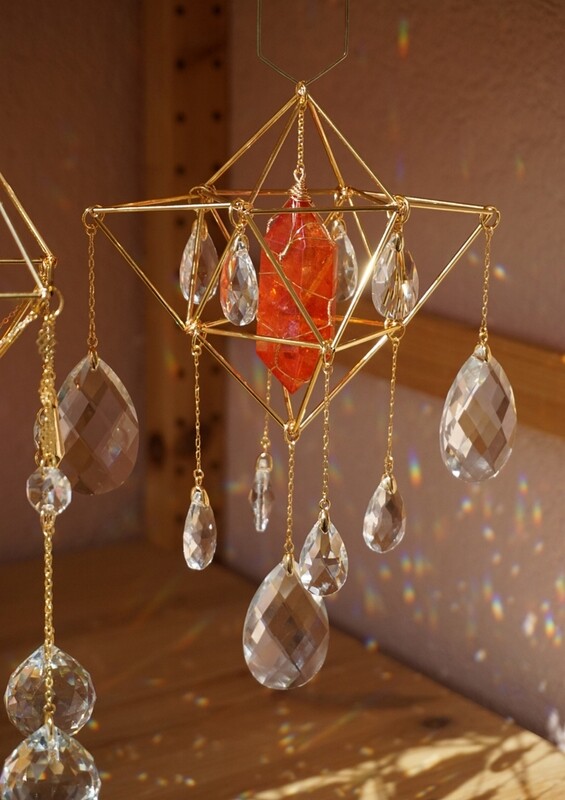 Ruby aura quartz crystal suncatcher COSMIC LEIA