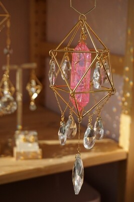 Pink crackle quartz crystal suncatcher RONJA