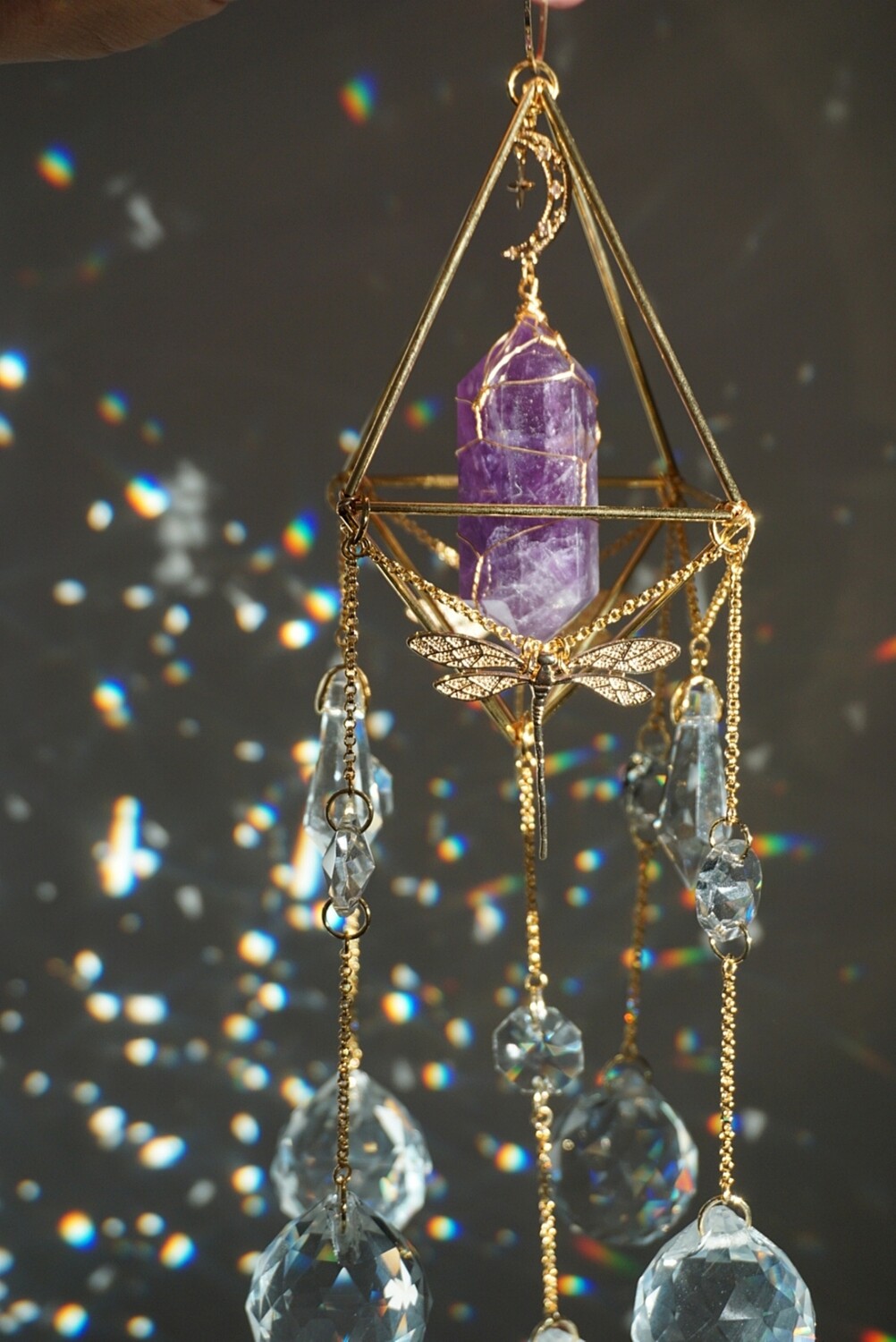 Amethyst crystal suncatcher KIWI