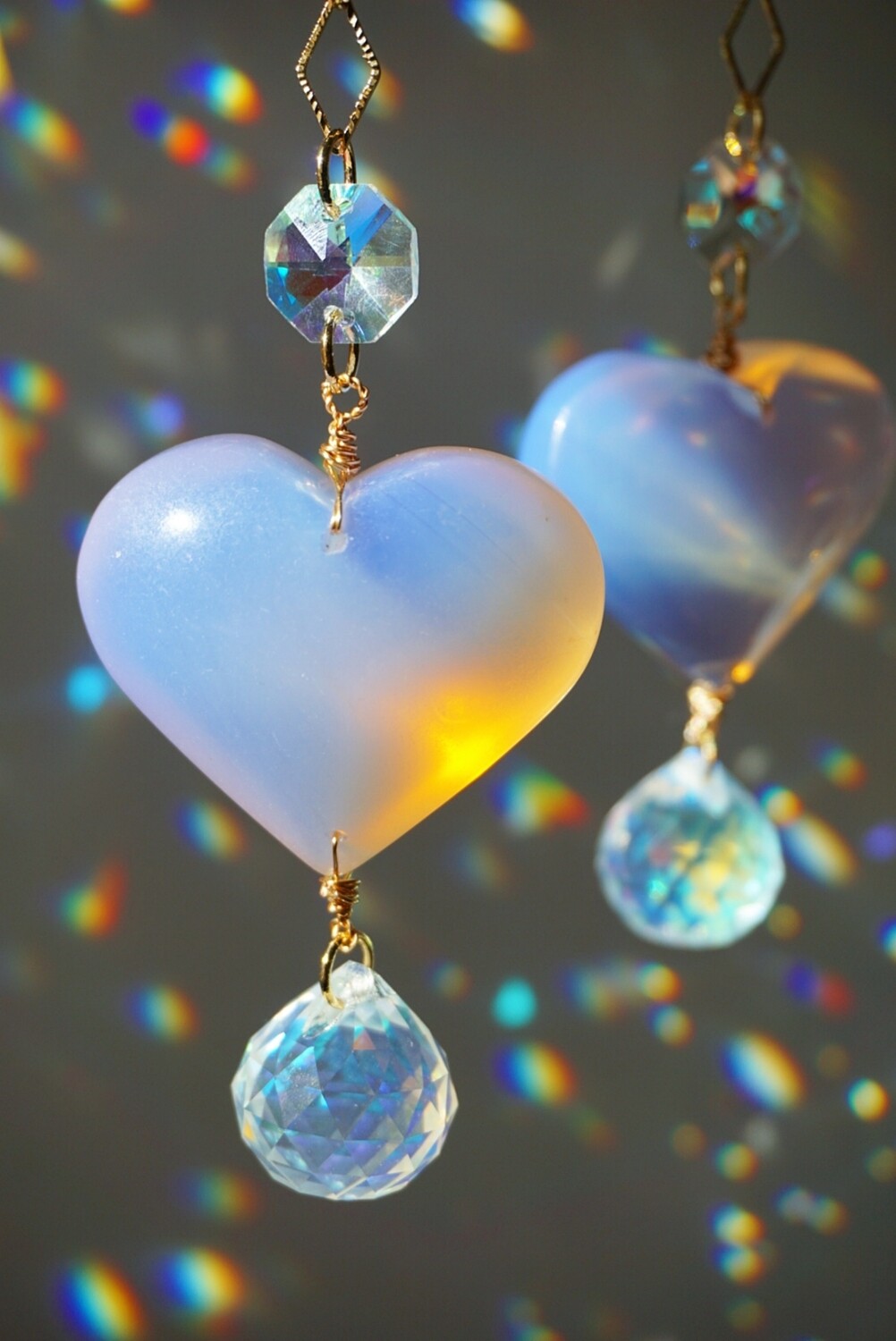 Pink opalite heart suncatcher car charm SARA