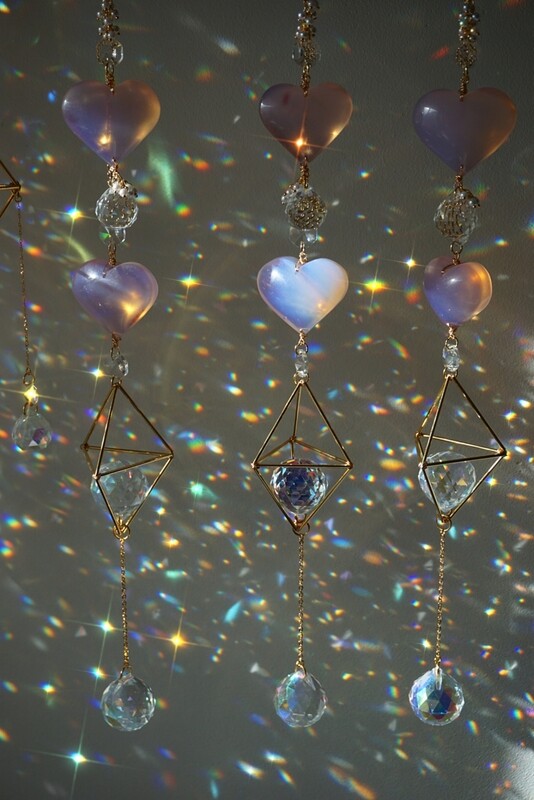 Pink opalite heart suncatcher chain ASHLEY