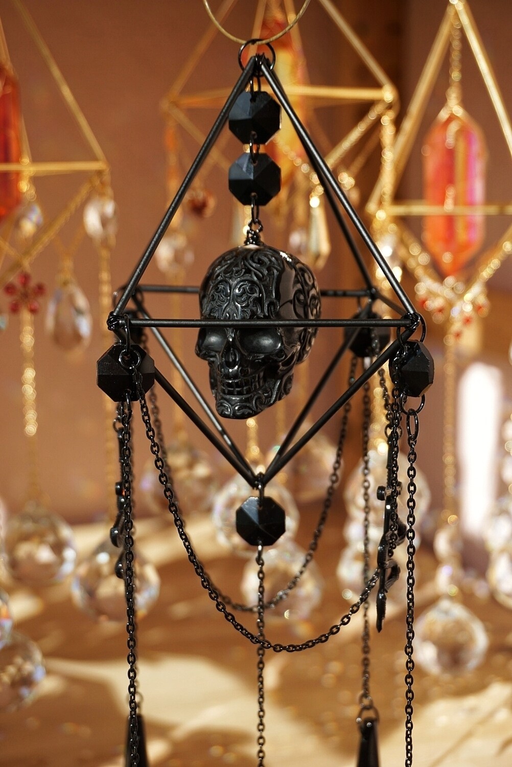Obsidian crystal spooky decor WEDNESDAY