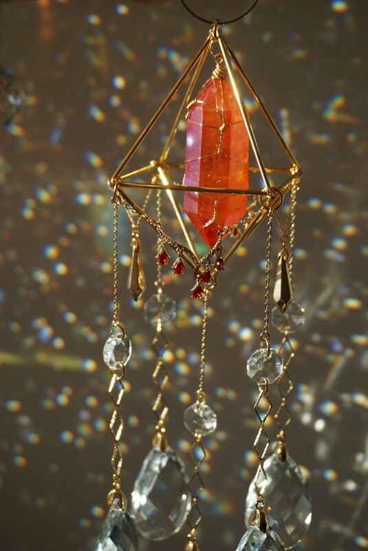 Ruby aura quartz crystal suncatcher CHARLOTTE