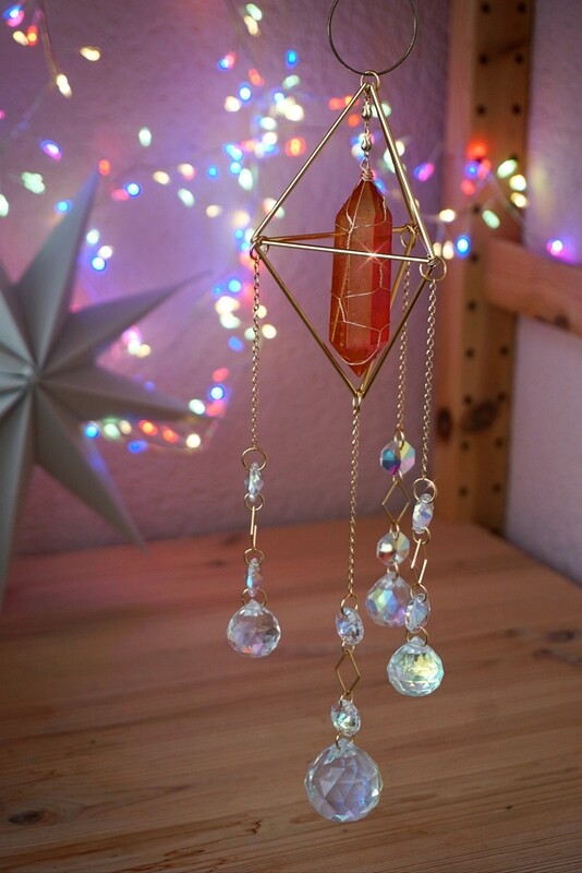 Red aura quartz suncatcher EDITH