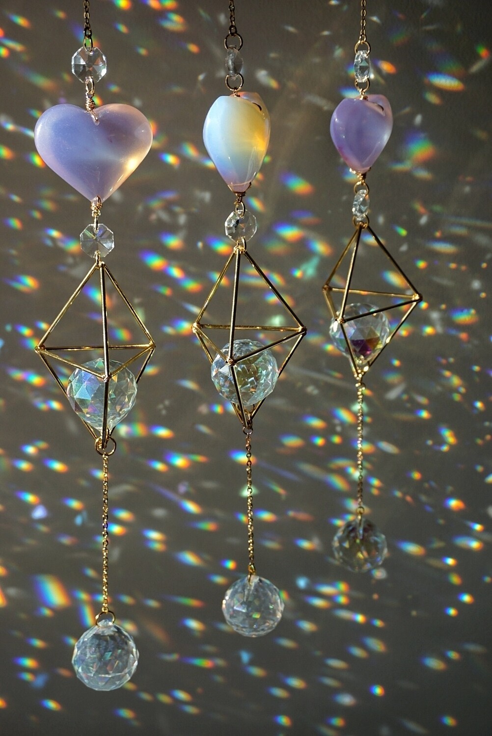 Pink opalite heart suncatcher chain ASHLEY
