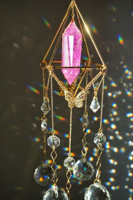 Purple crackle quartz crystal suncatcher SOLSTICE