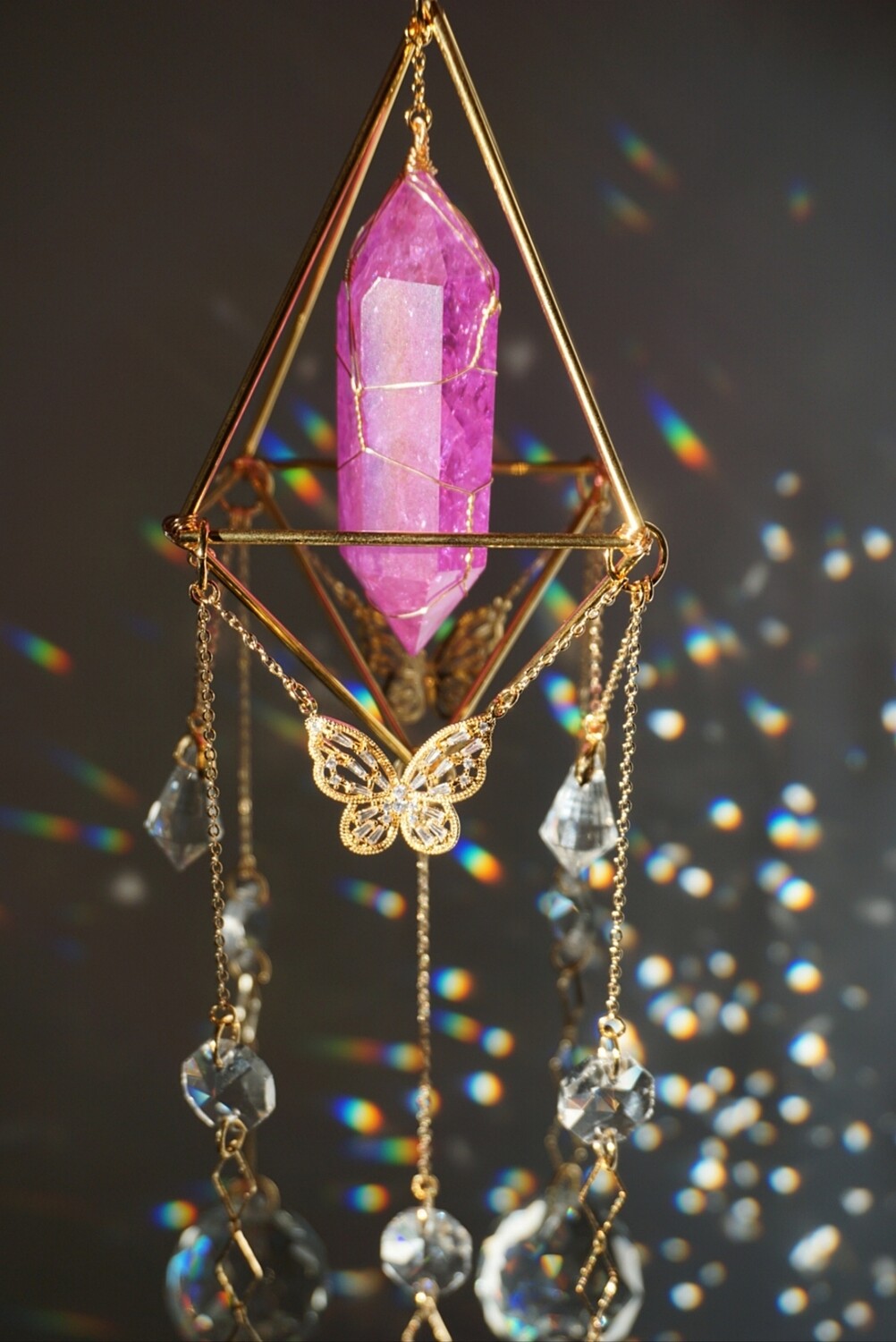 Purple crackle quartz crystal suncatcher SOLSTICE