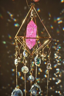 Purple crackle quartz crystal suncatcher MYSTIC