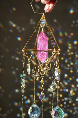 Purple crackle quartz crystal suncatcher MYSTIC