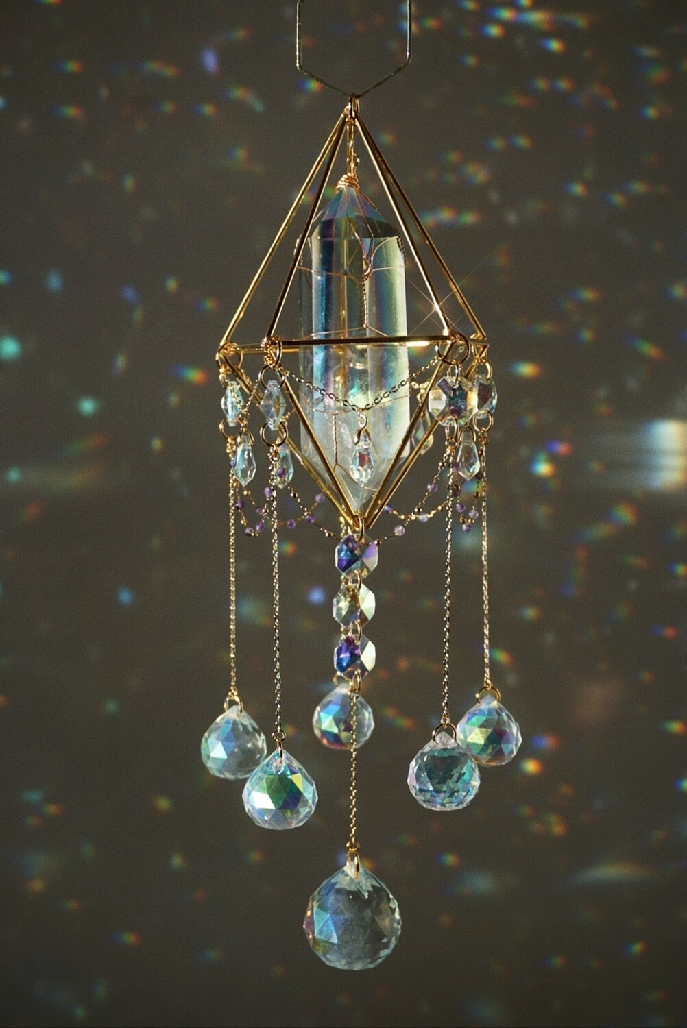 Mermaid aura quartz crystal suncatcher MANDY