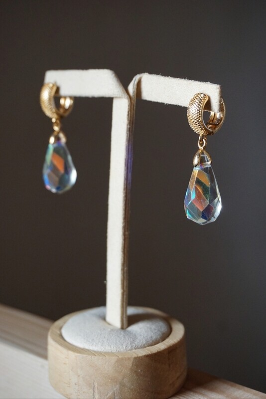 Crystal teardrop gold plated hoop earrings LIANA