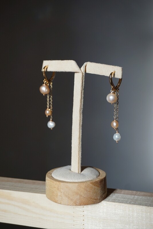 Coral peal hoop earrings CORAL