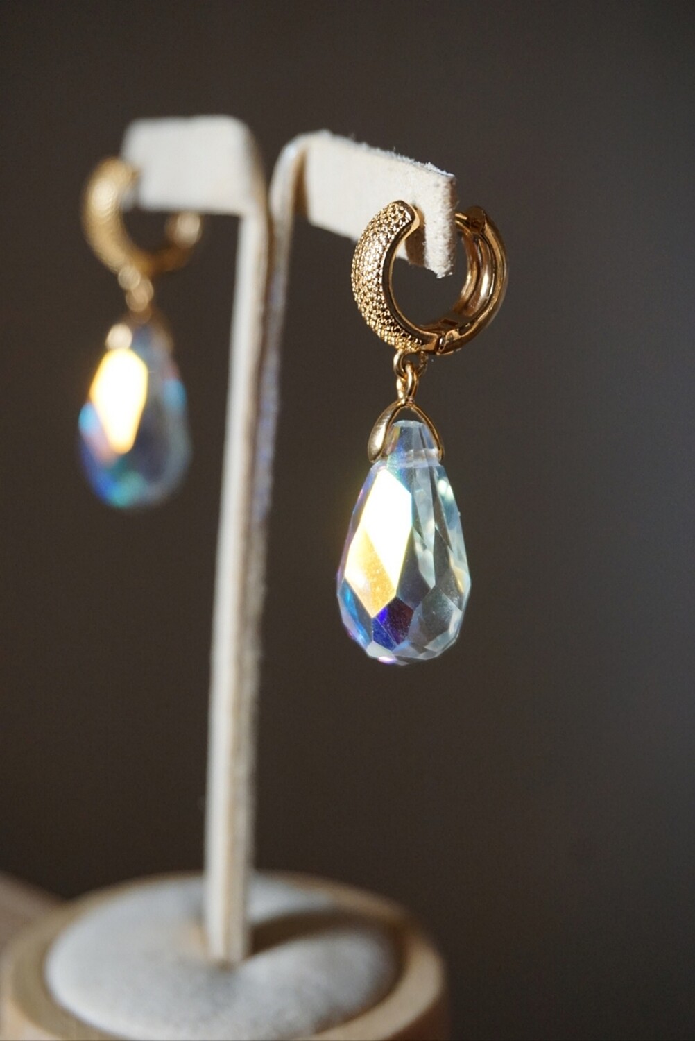 Crystal teardrop gold plated hoop earrings LIANA