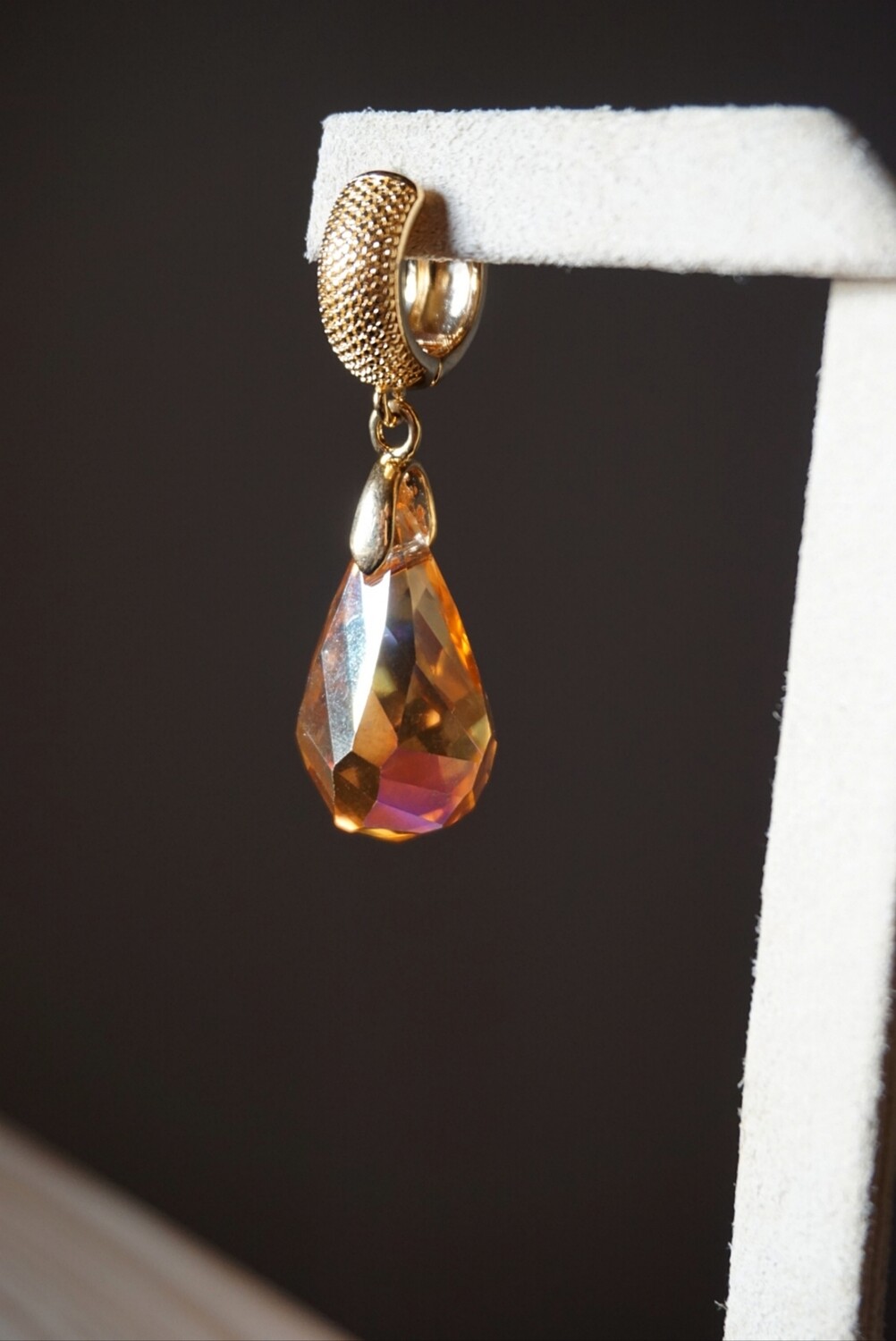 Crystal teardrop gold plated hoop earrings AMBERIANA