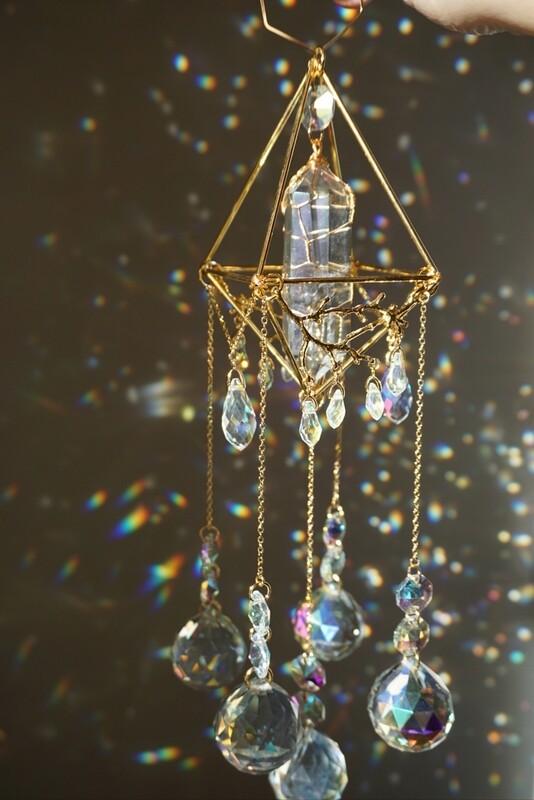 Mermaid aura quartz crystal suncatcher JULIA