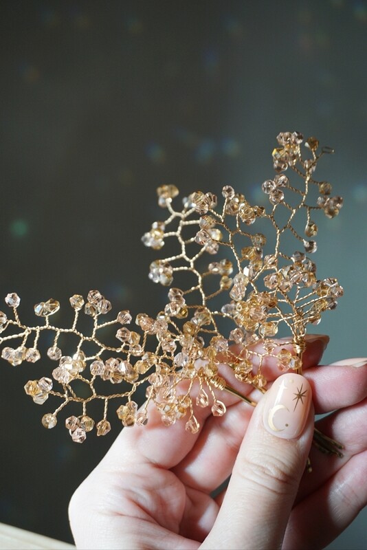 Brown crystal hair pins BAIBA