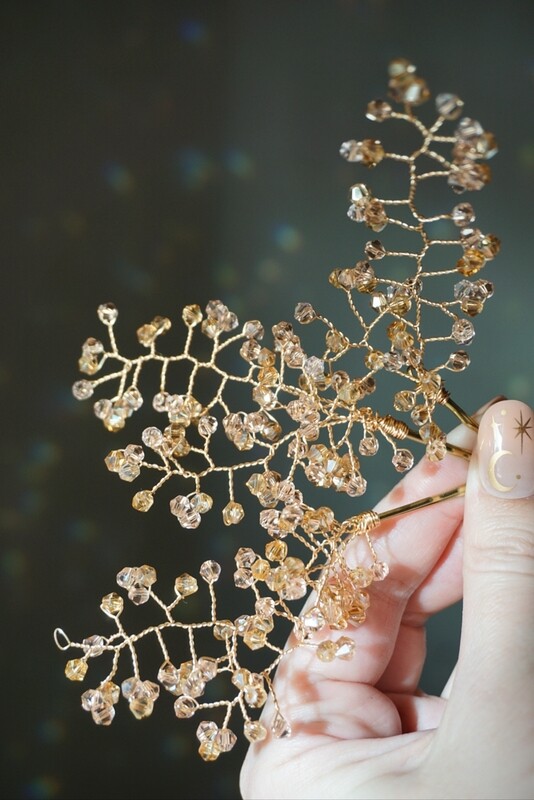 Brown crystal hair pins BAIBA