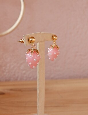Pink strawberry stud earrings SUSANNA