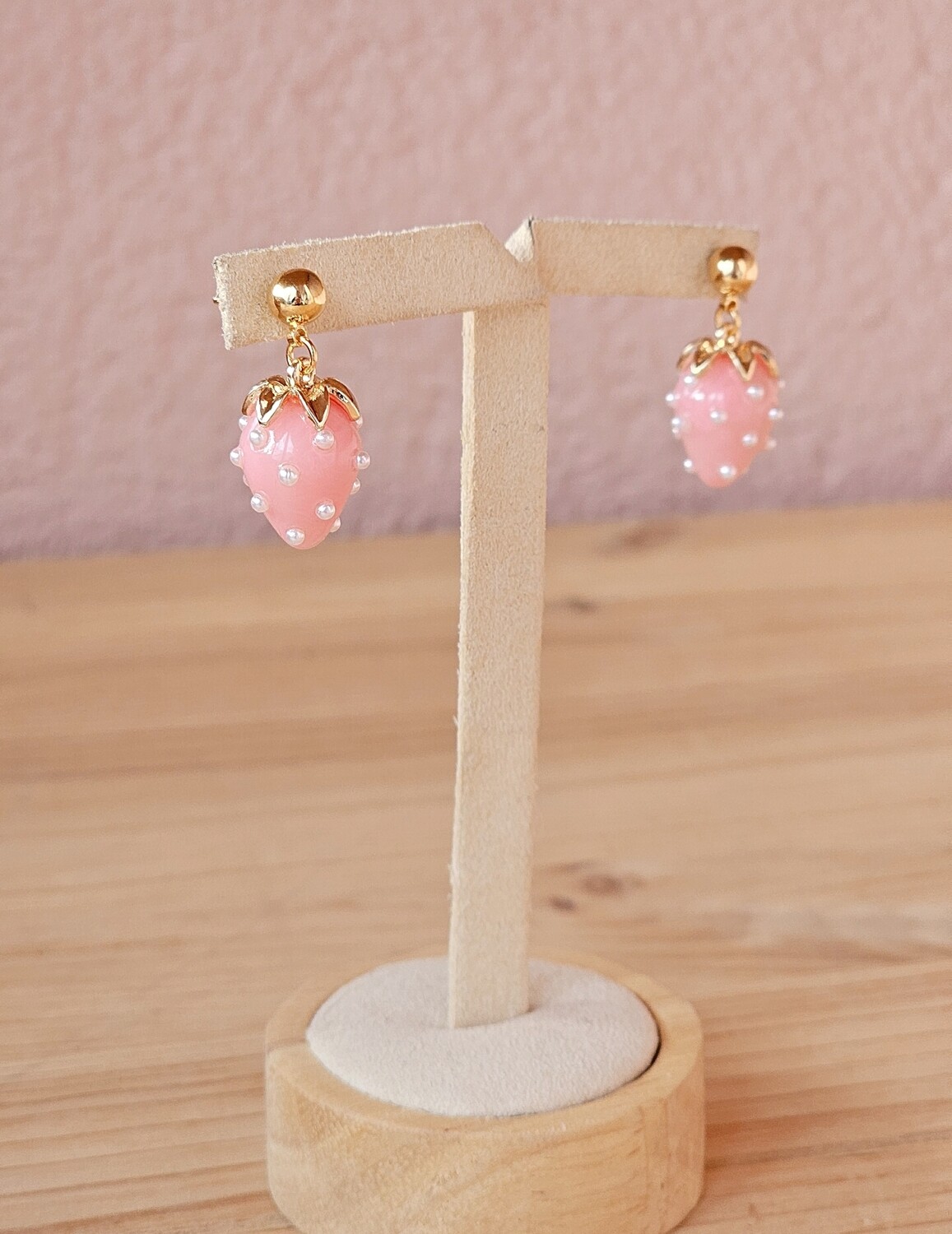 Pink strawberry stud earrings SUSANNA