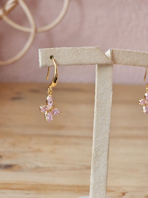 Pink zirconia butterfly earrings TERESA