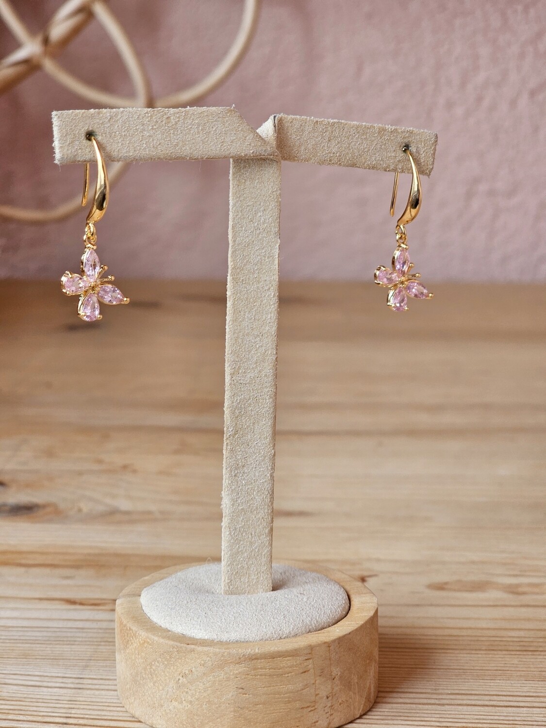 Pink zirconia butterfly earrings TERESA