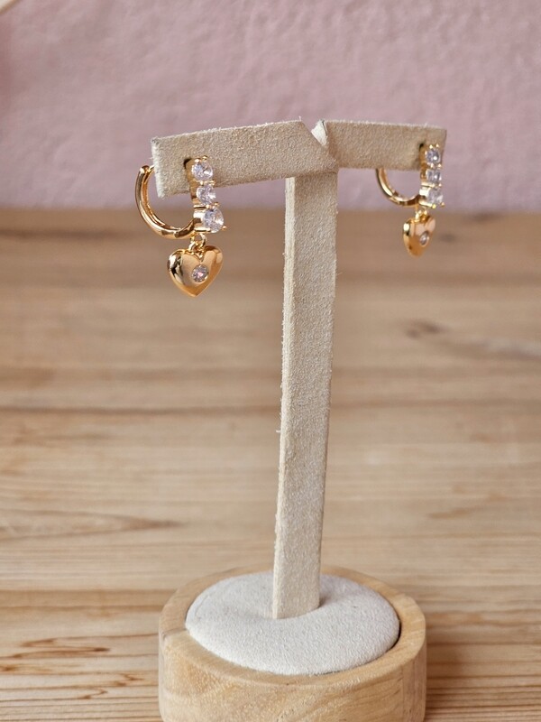 Gold plated zirconia heart earrings JANA