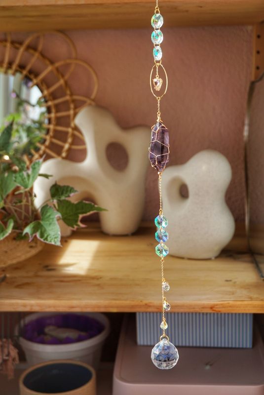 Amethyst crystal suncatcher chain MADELINE