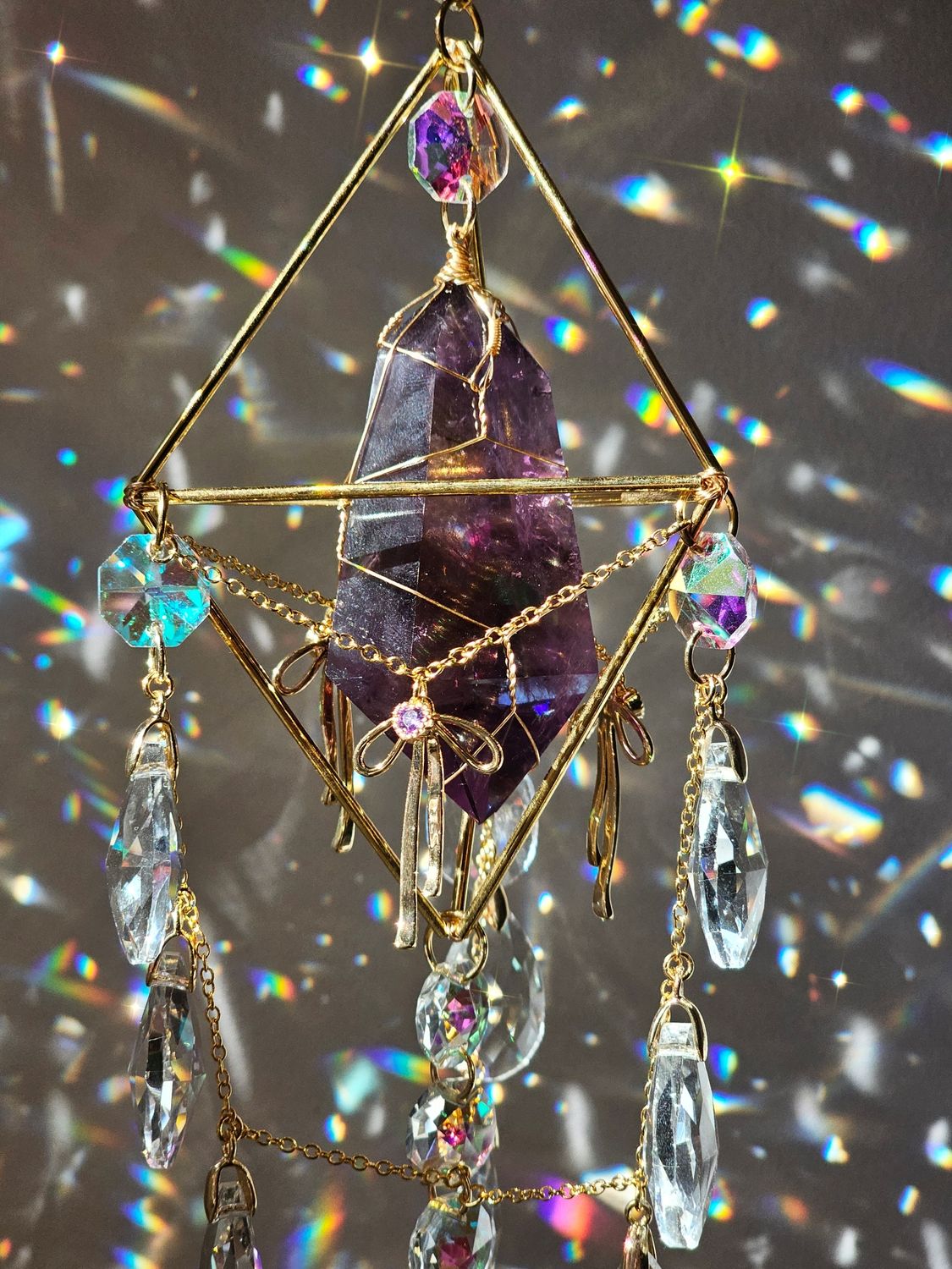 Amethyst crystal suncatcher SANTA