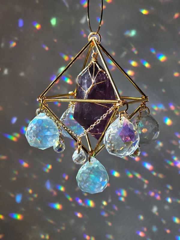Mini amethyst crystal suncatcher LARISA