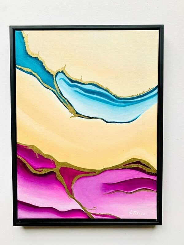 1.i Oil painting in canvas with a black frame