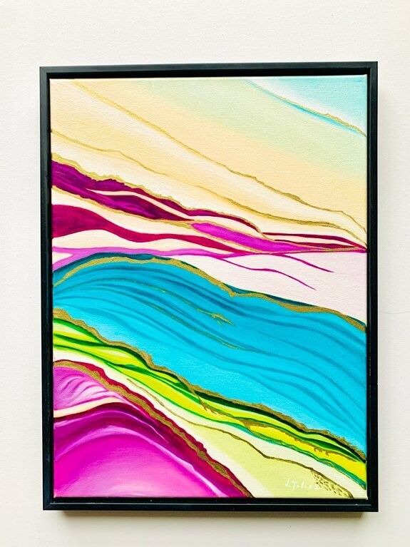 1.j Oil Painting in canvas with a black frame