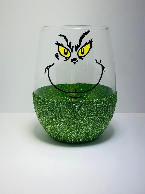 Grinch wine glasses