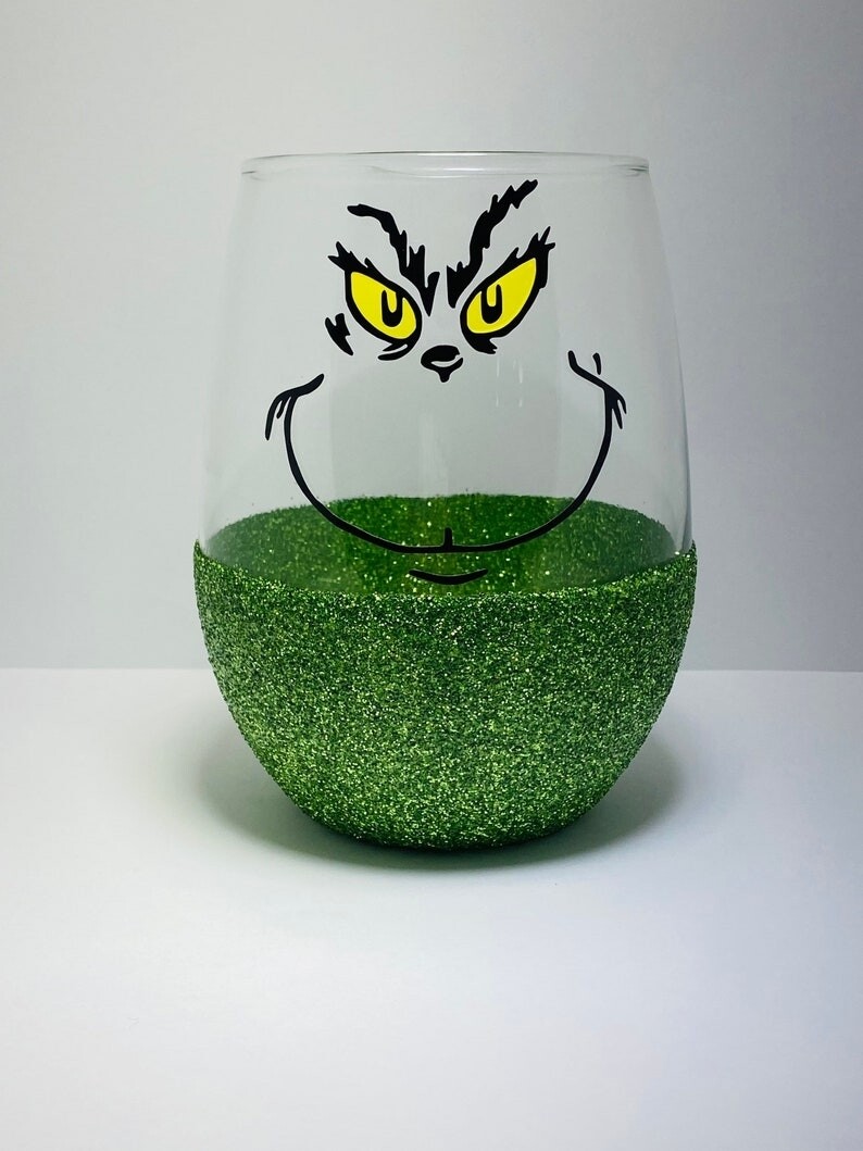 Grinch wine glasses