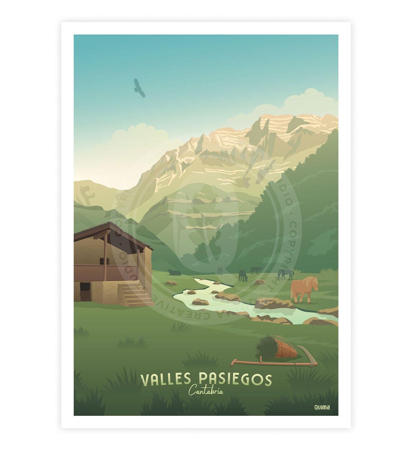 Lámina Valles Pasiegos Cantabria, Tamaño lámina:: 30x40 cm