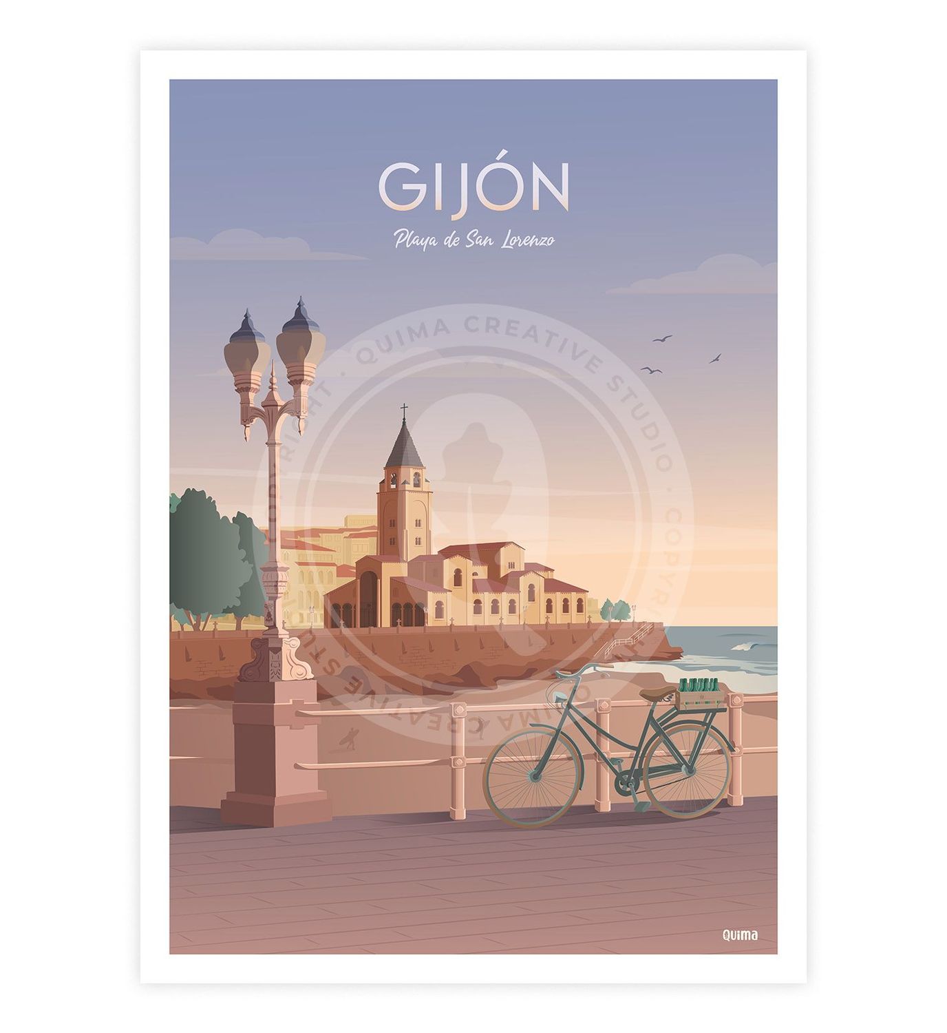 Lámina Gijón Asturias, Tamaño lámina:: 30x40 cm