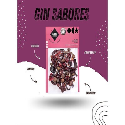 Especiarias de Gin sabor roxo display com 15 unidades de 9 gramas cada.