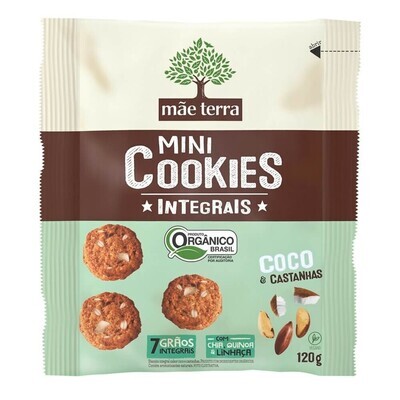 Cookies orgânico coco e castanha 120 gramas Mãe Terra